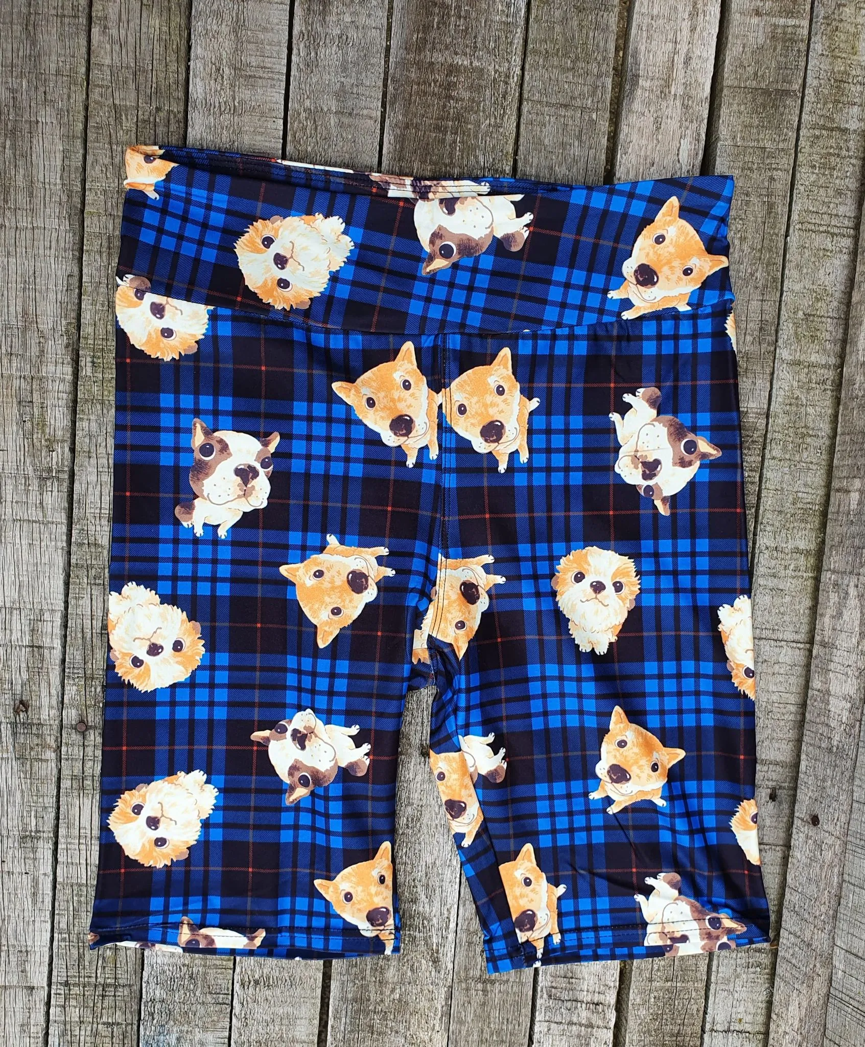 24/7 Biker Shorts - Dogs In Tartan
