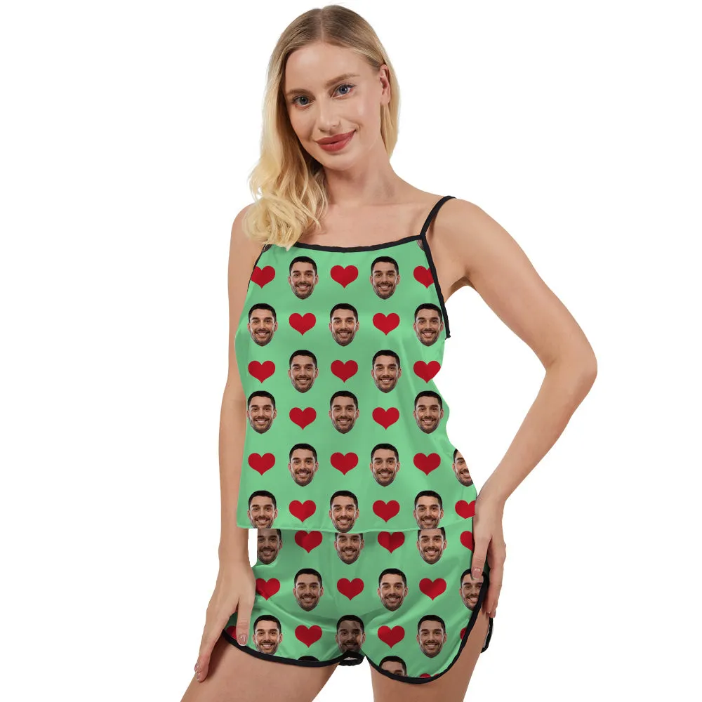 4FunGift® Women's Multi-Color Pajamas Red Love Couple Custom Special Gift