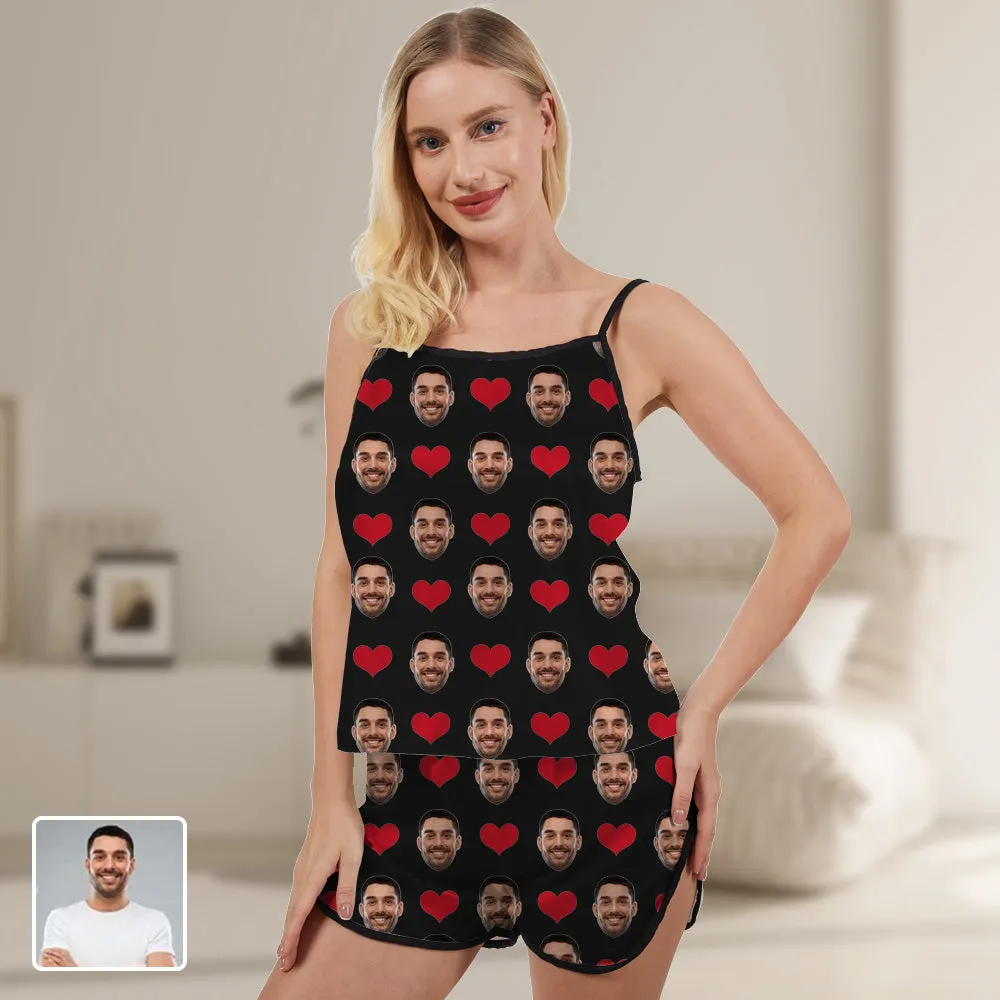 4FunGift® Women's Multi-Color Pajamas Red Love Couple Custom Special Gift