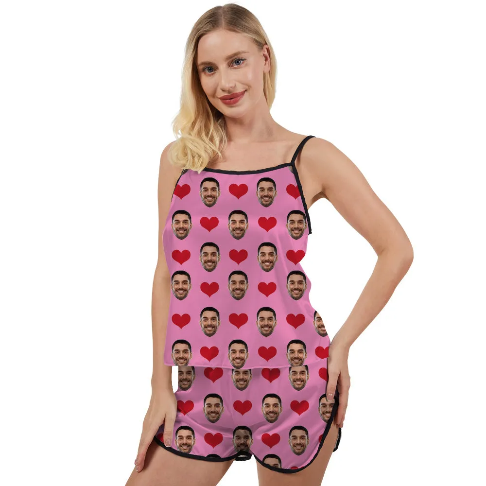 4FunGift® Women's Multi-Color Pajamas Red Love Couple Custom Special Gift