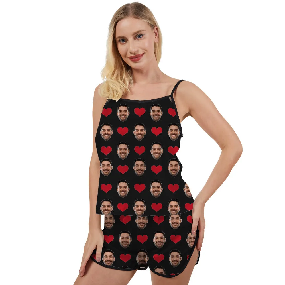 4FunGift® Women's Multi-Color Pajamas Red Love Couple Custom Special Gift