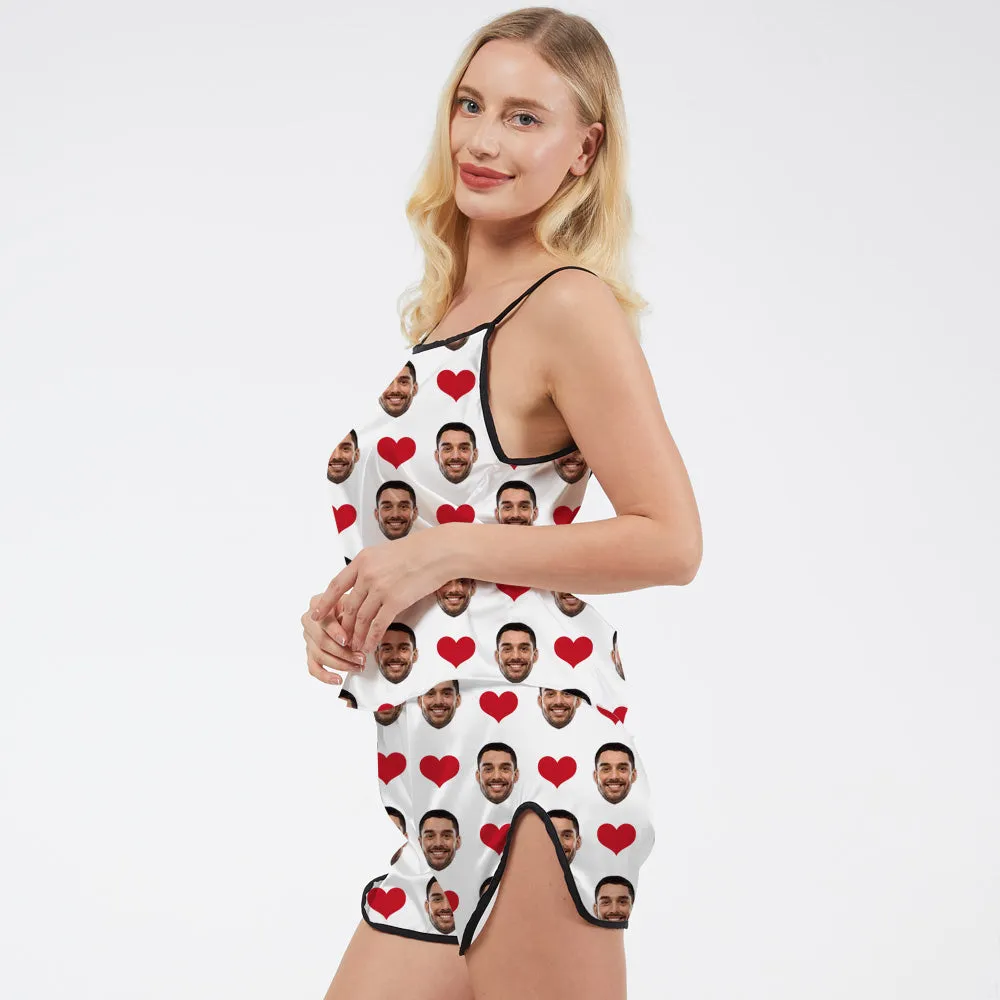 4FunGift® Women's Multi-Color Pajamas Red Love Couple Custom Special Gift