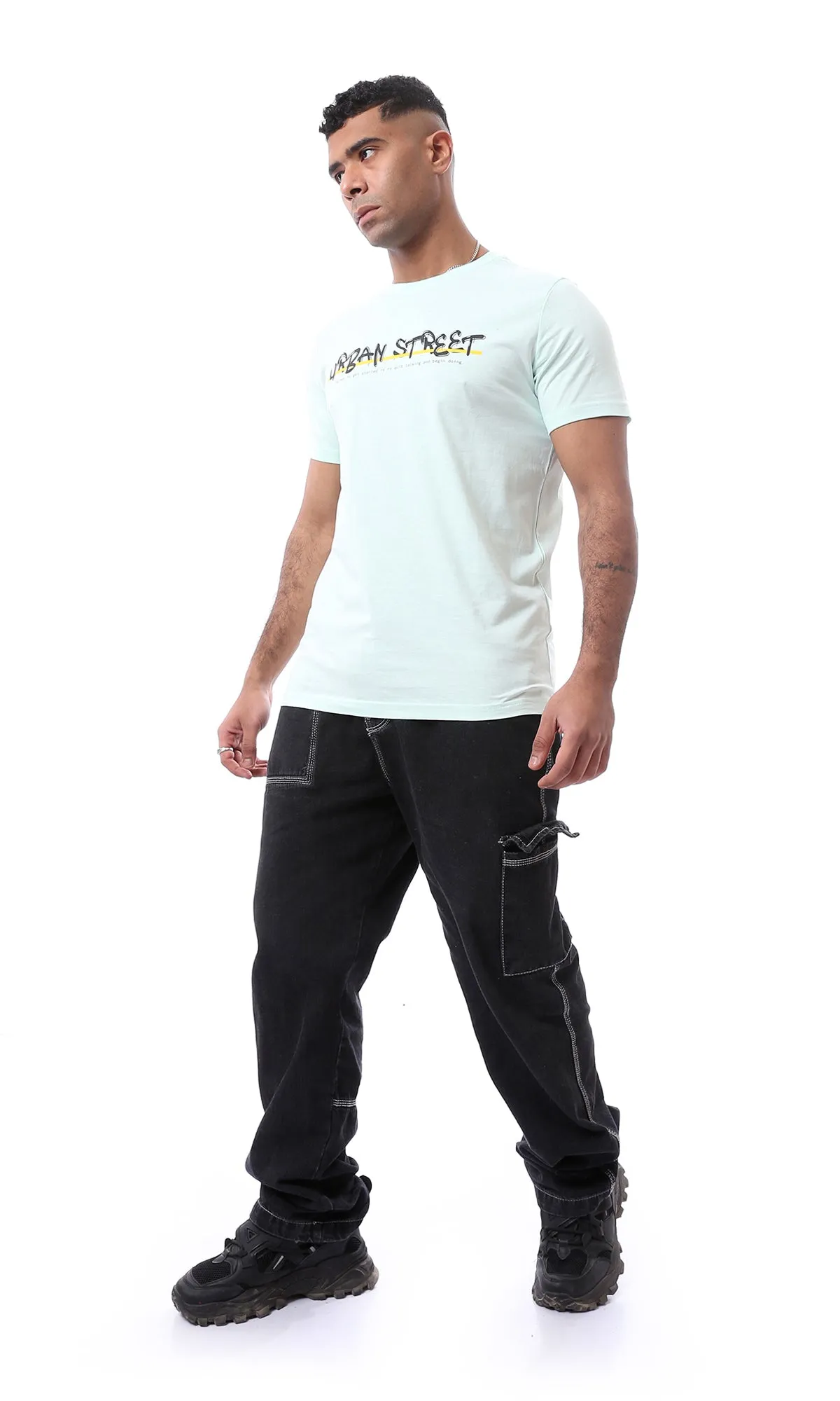 97736 Pastel Green Printed "Urban Street" Cotton Tee