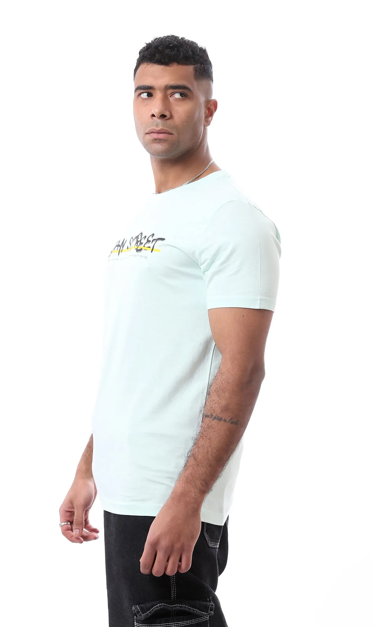 97736 Pastel Green Printed "Urban Street" Cotton Tee