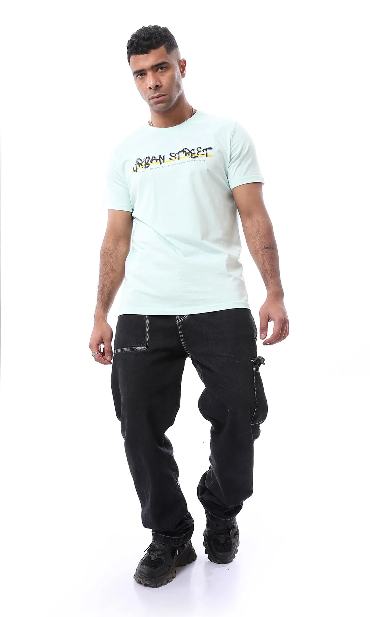 97736 Pastel Green Printed "Urban Street" Cotton Tee