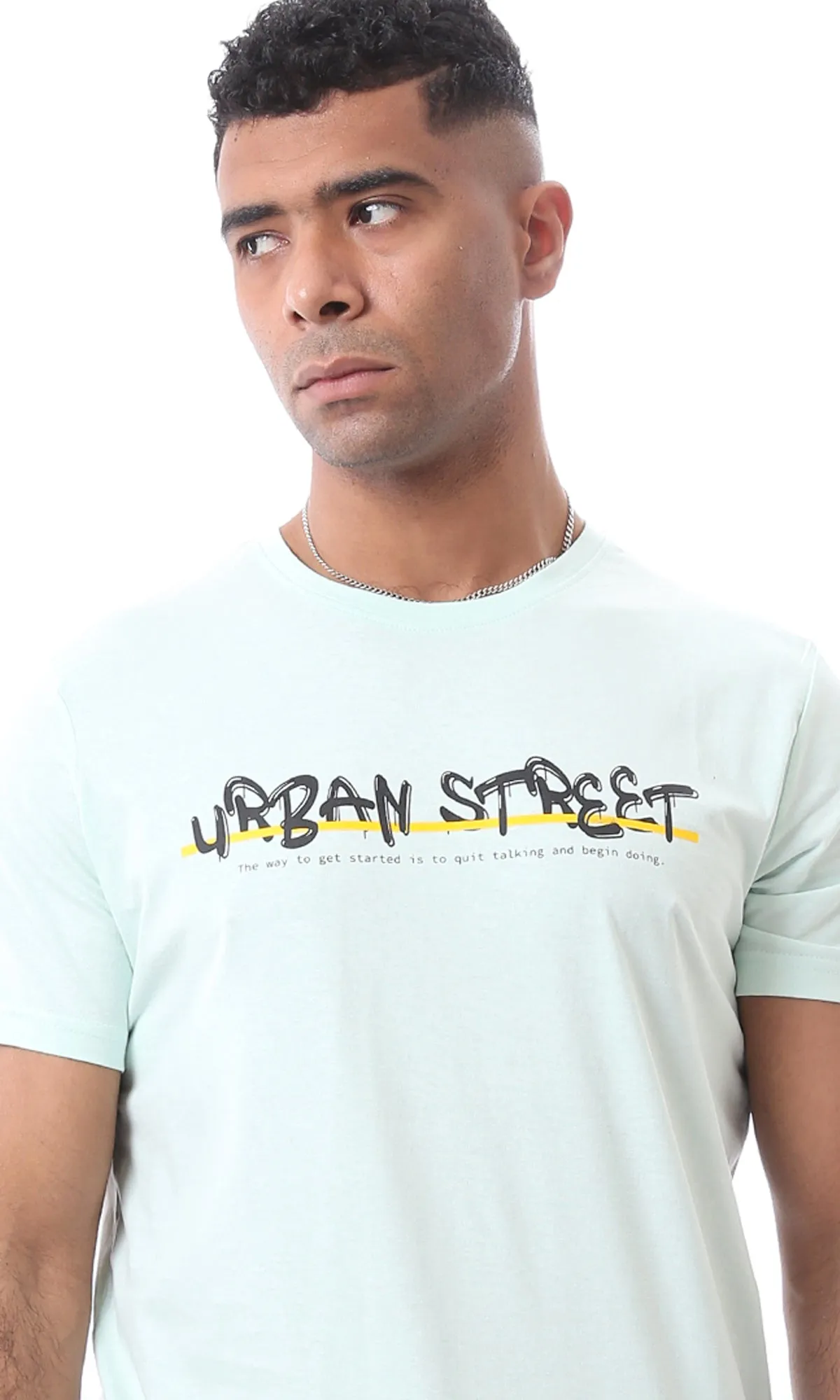 97736 Pastel Green Printed "Urban Street" Cotton Tee