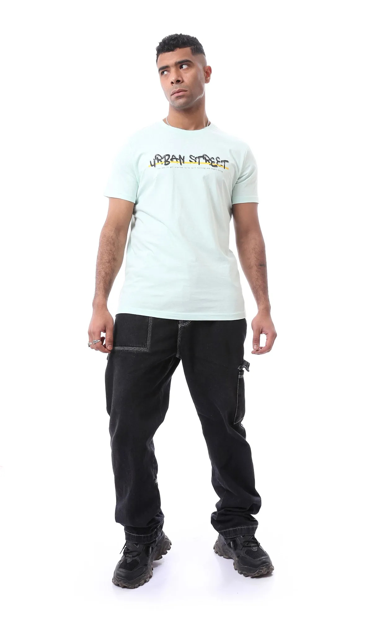 97736 Pastel Green Printed "Urban Street" Cotton Tee
