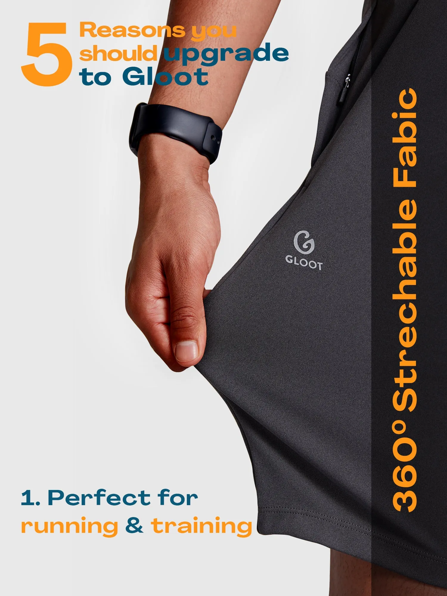 Active Sports Shorts 360° Stretch Charcoal