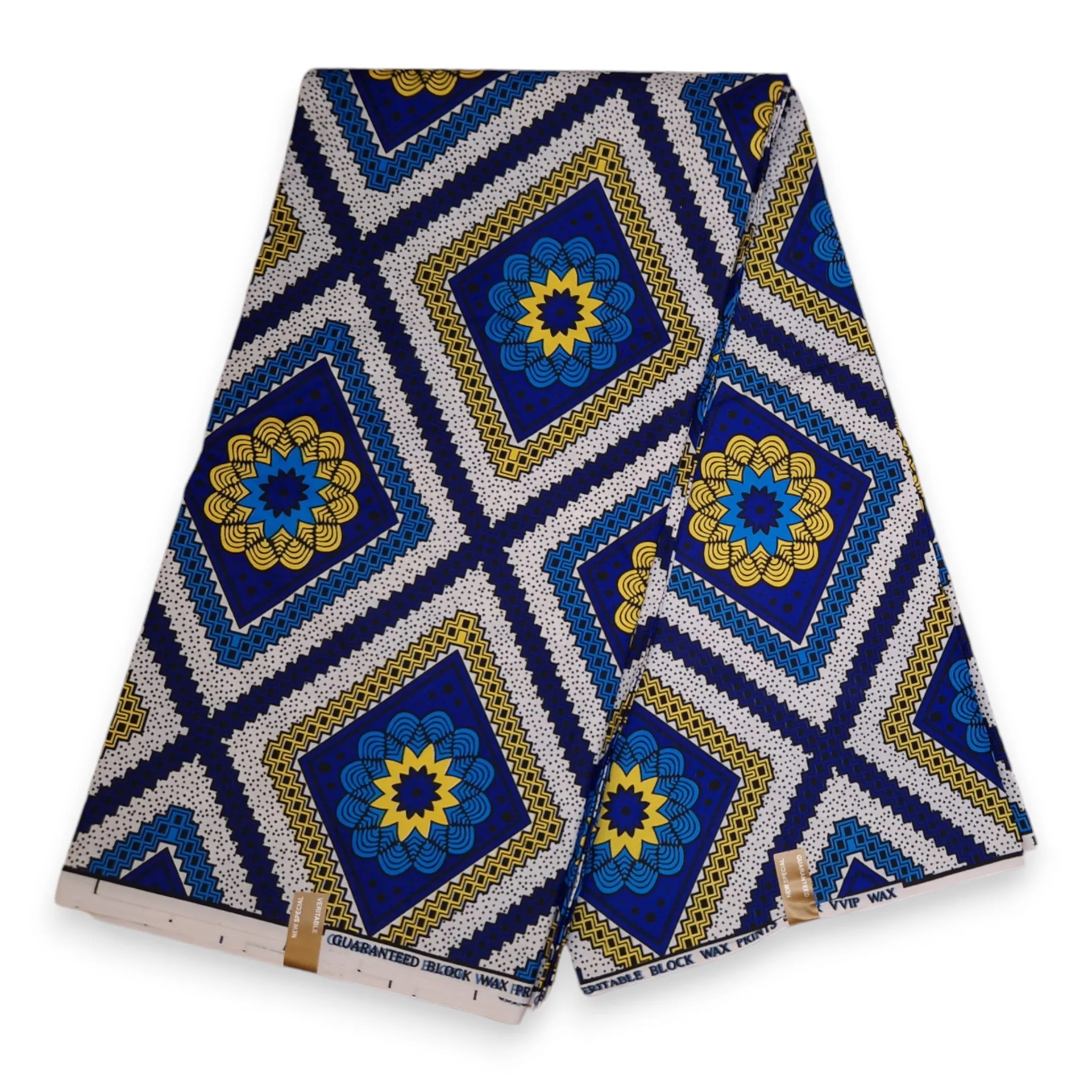 African print fabric - Blue Yellow - Poly