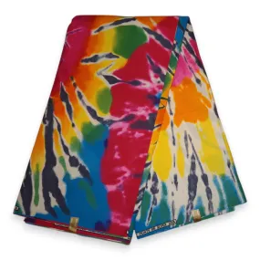 African print fabric - Multicolor Tie dye - Polycotton