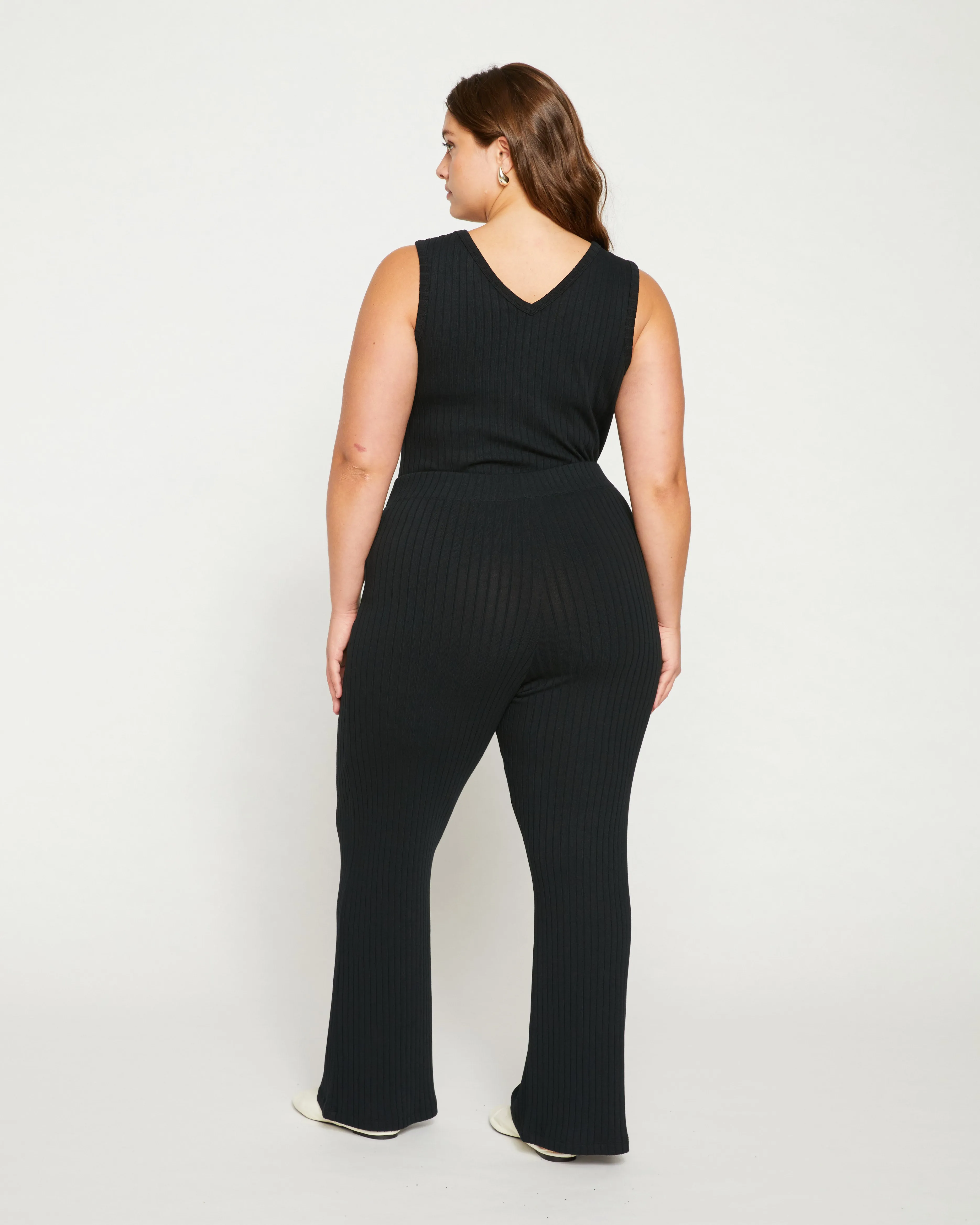 Aspen Rib Wide Leg Pant - Black
