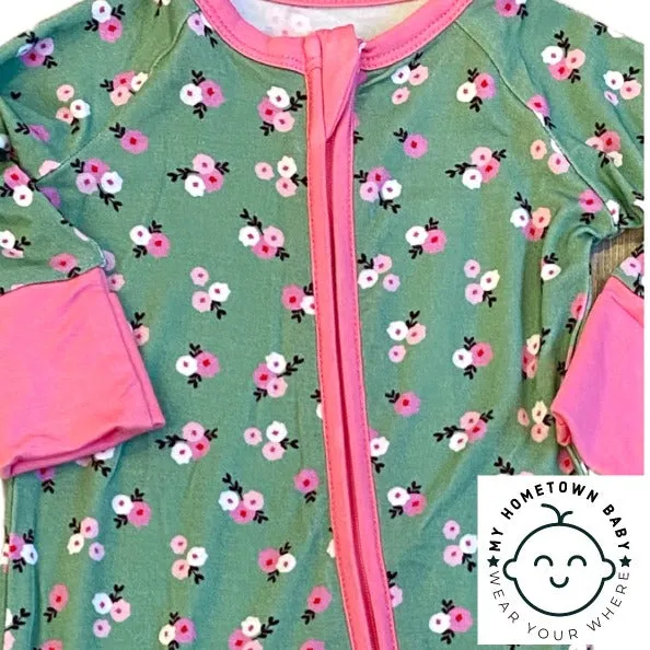 Awe Cher Floral Print Zippy Premium Bamboo Pajamas