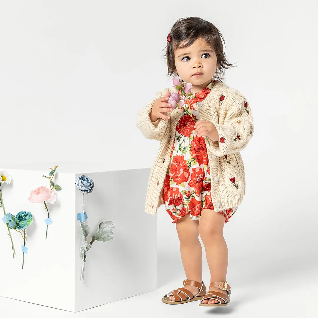 Baby Girls Dalia Diamond Sweater - Cream Floral Embroidery
