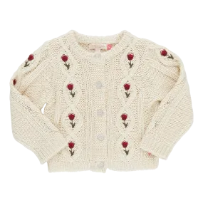 Baby Girls Dalia Diamond Sweater - Cream Floral Embroidery
