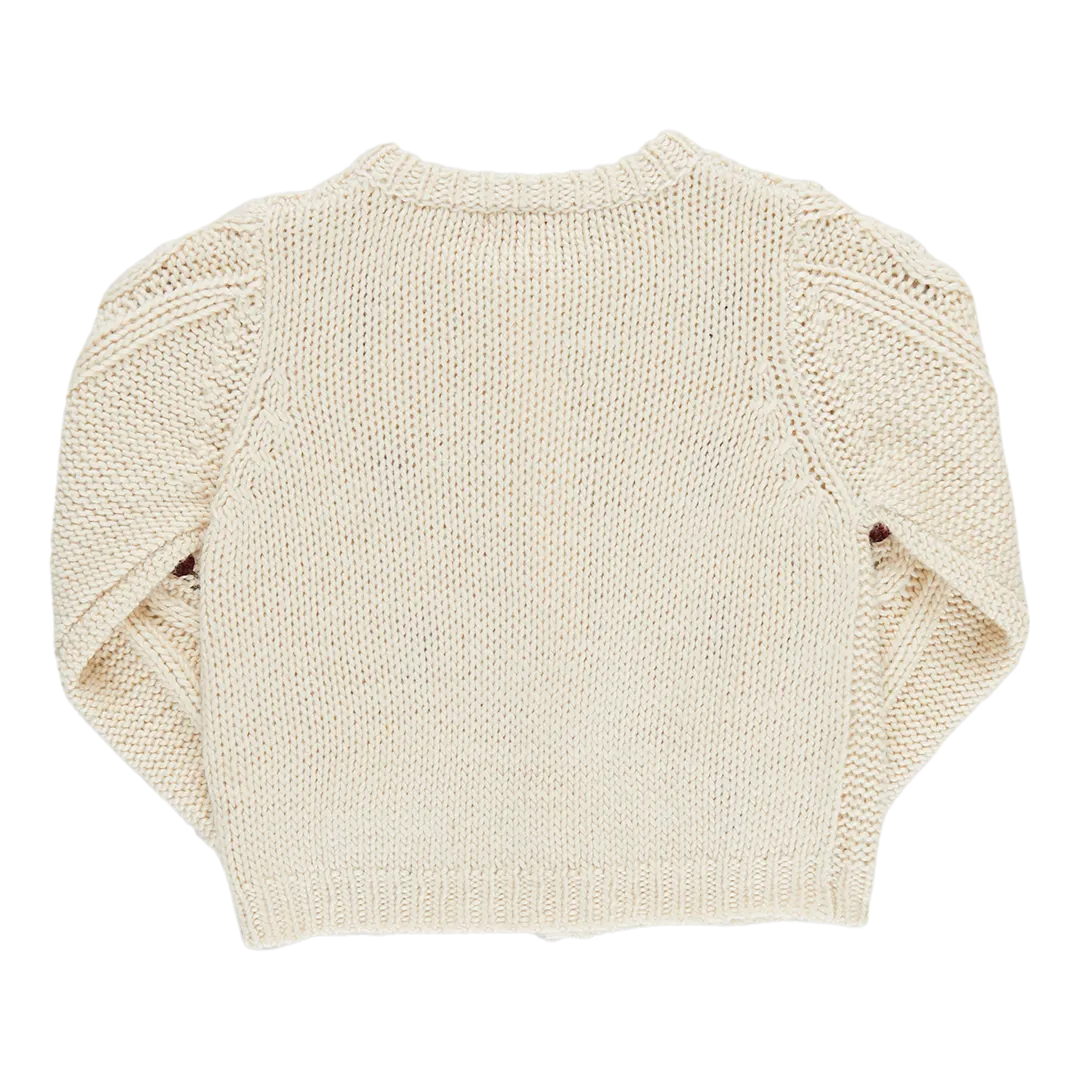 Baby Girls Dalia Diamond Sweater - Cream Floral Embroidery