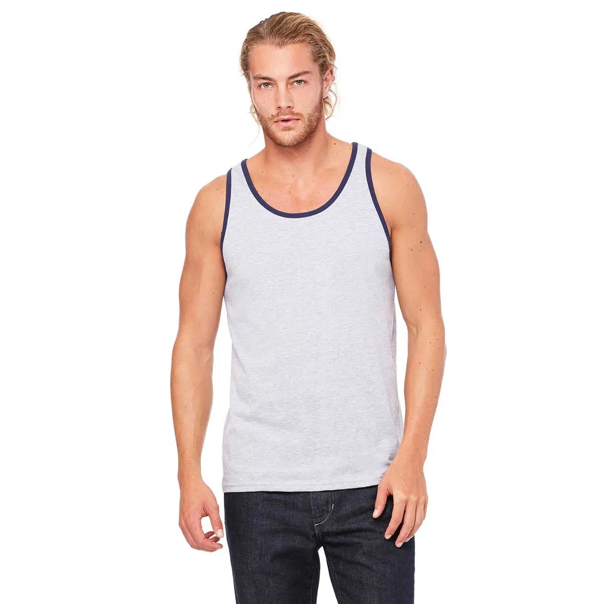 Bella   Canvas Unisex Athletic Heather/Navy Jersey Tank