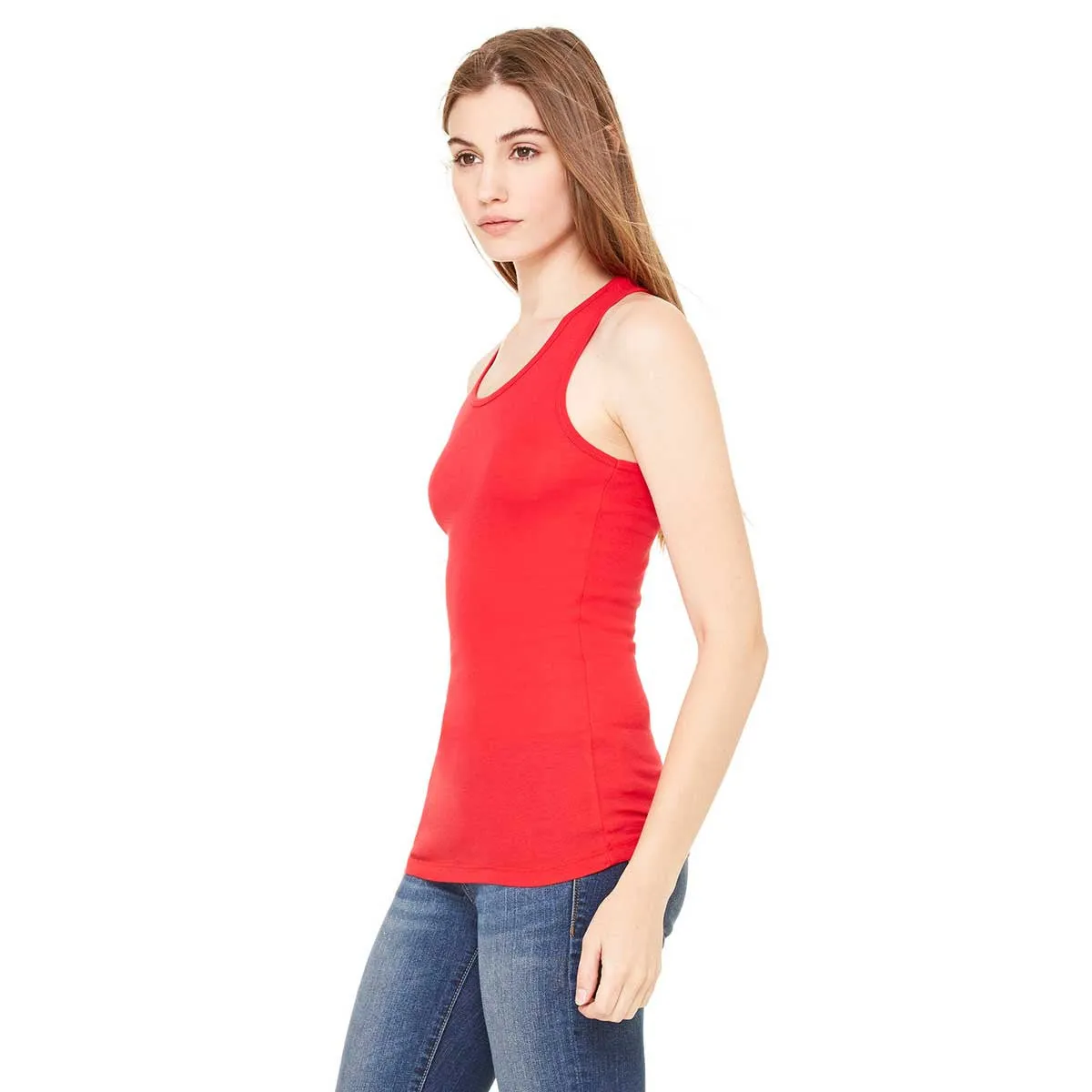 Bella   Canvas Women's Red Sheer Mini Rib Racerback Tank