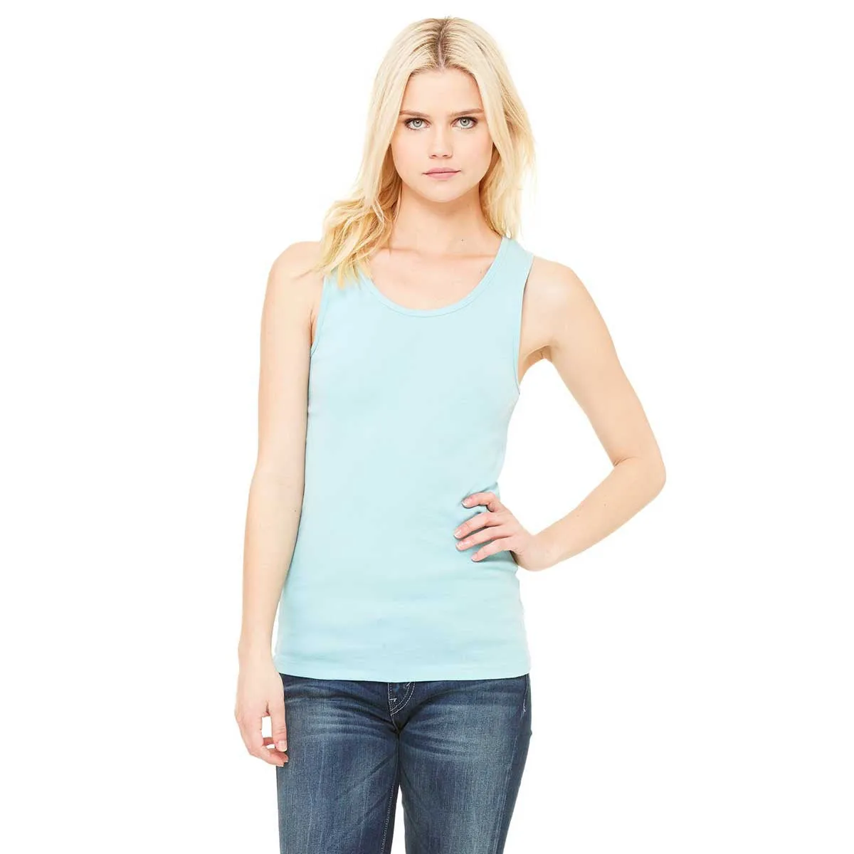 Bella   Canvas Women's Seafoam Blue Stretch Rib Tank
