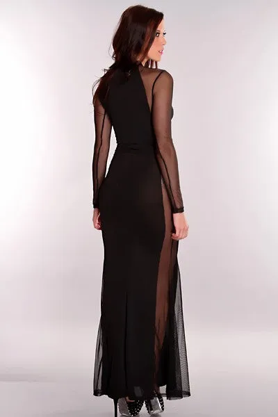 Black Sexy Side Cut Out Maxi Dress