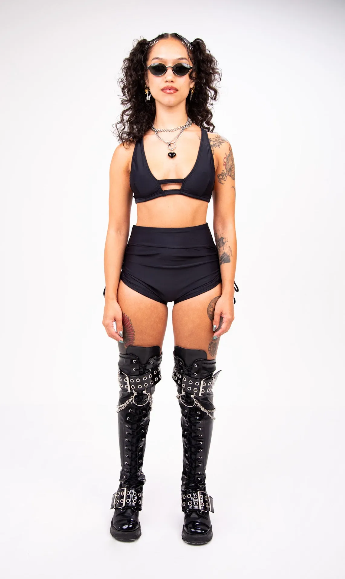 Black Side Scrunch Shorts
