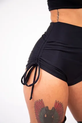 Black Side Scrunch Shorts