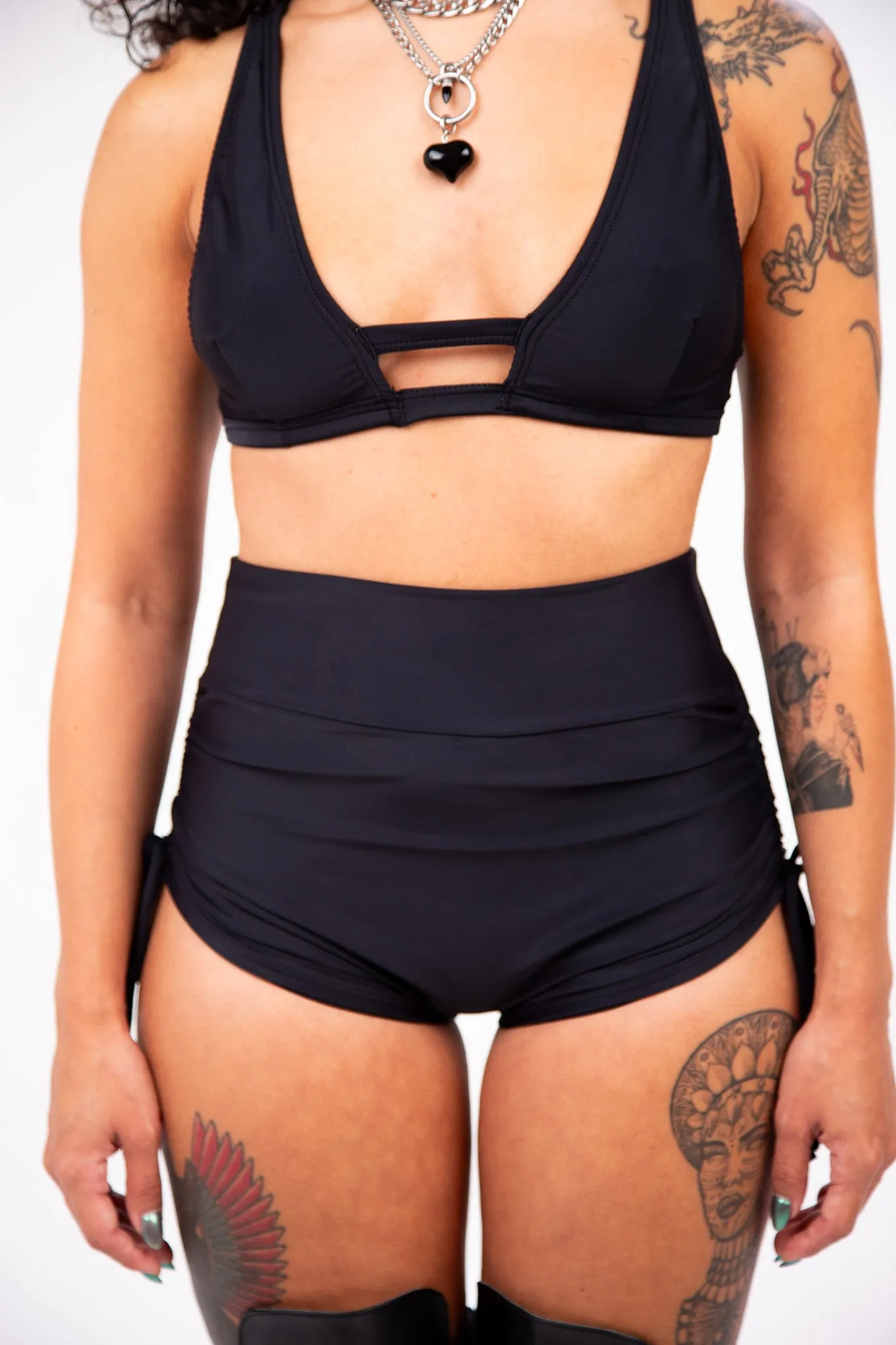 Black Side Scrunch Shorts