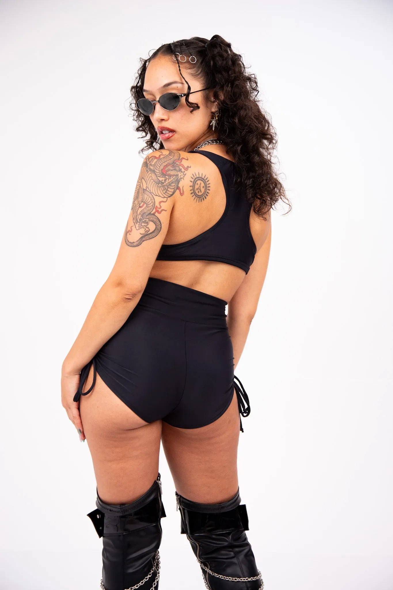 Black Side Scrunch Shorts