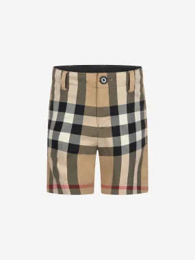 Burberry Boys Roystone Check Shorts in Beige