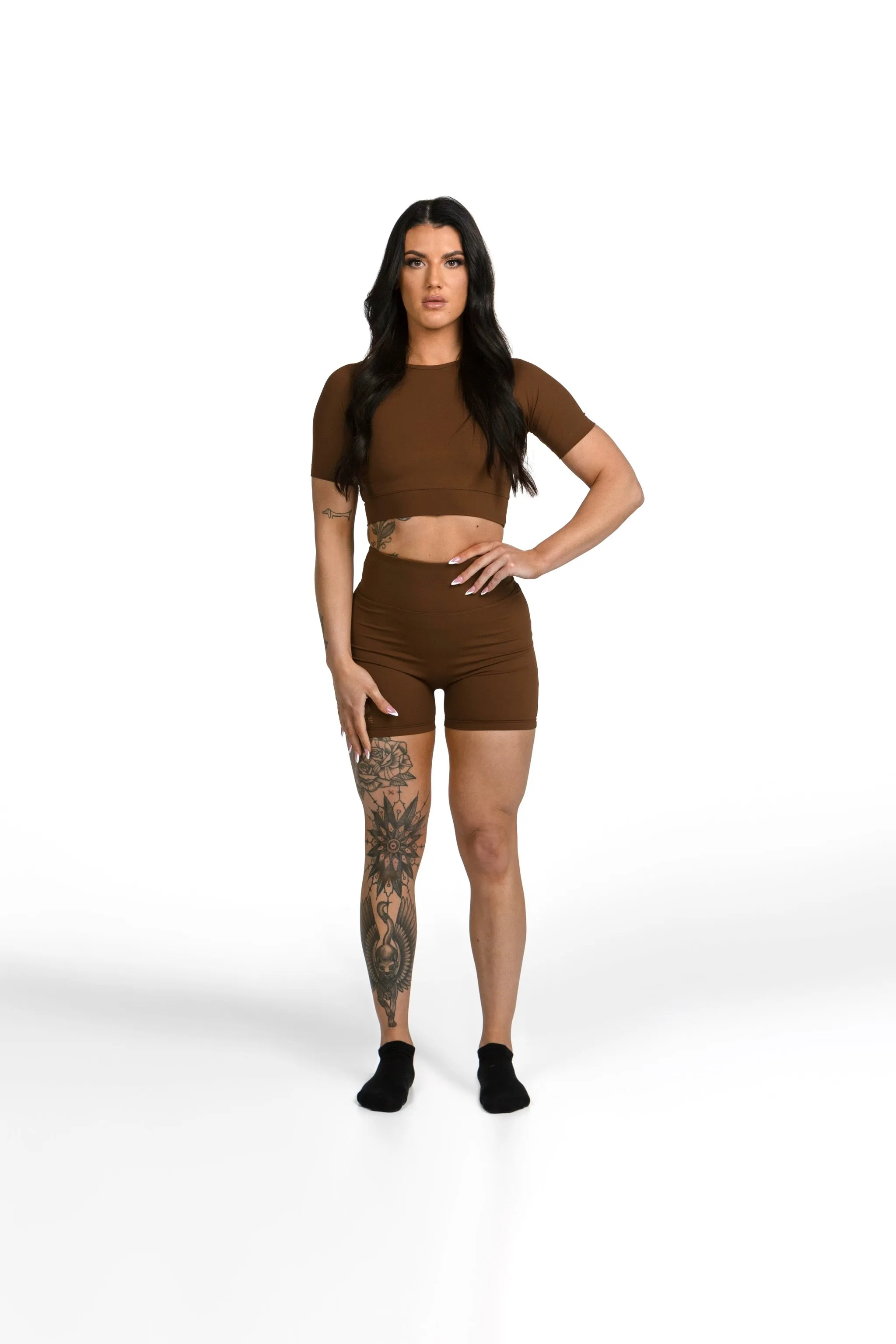 Butter Soft High-Waist Shorts Coffee