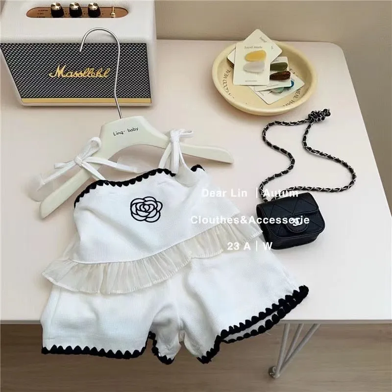 Chic Summer Sling Tank & Shorts Set for Girls