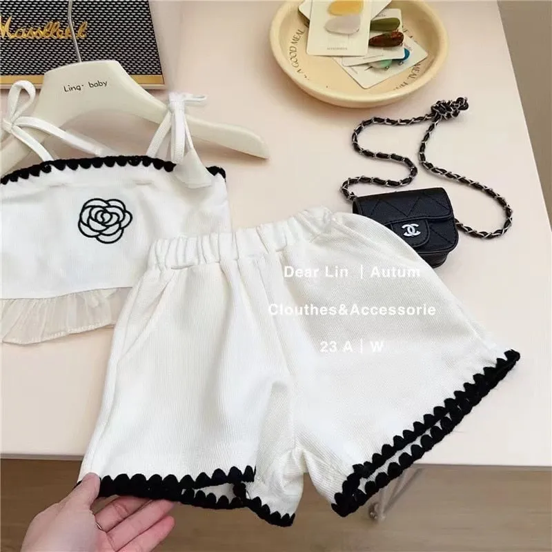 Chic Summer Sling Tank & Shorts Set for Girls