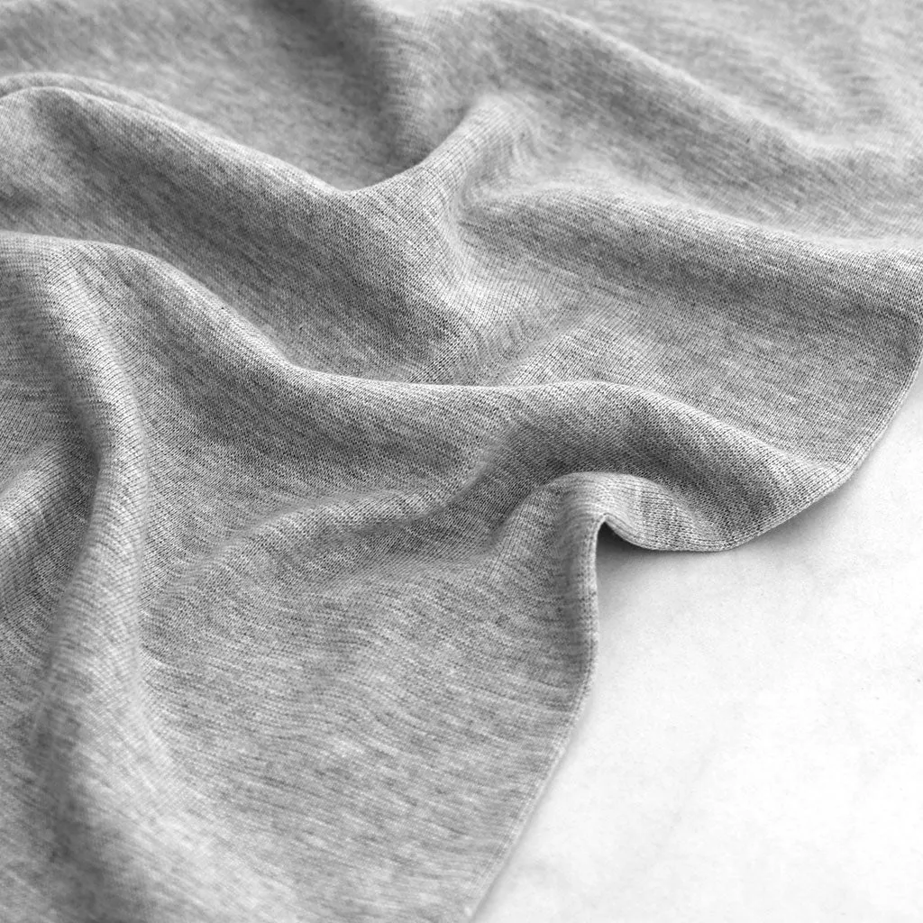 Classic Fine Cotton Ribbing Heather Grey