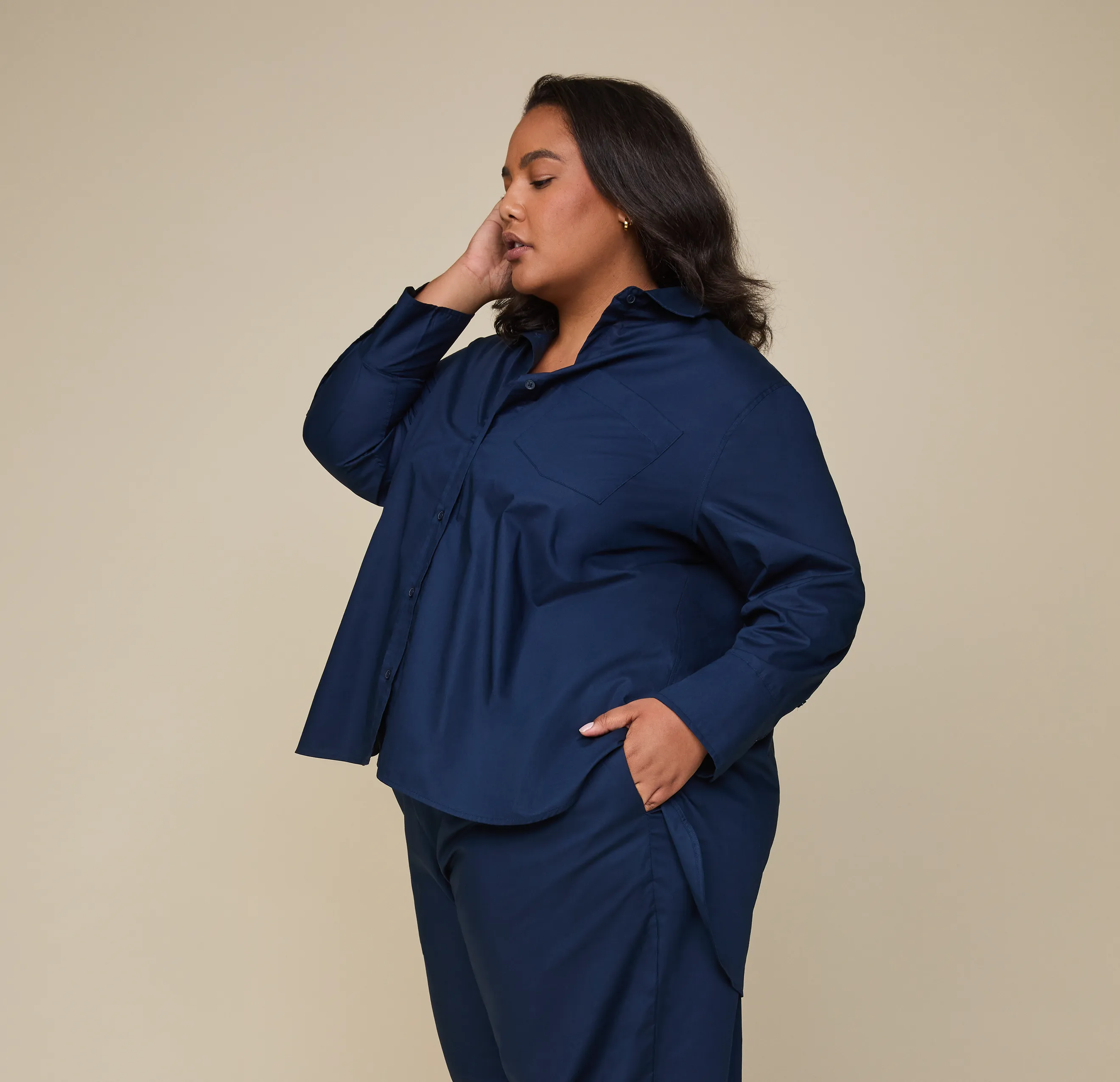 Classic Poplin Pajama Shirt - Midnight