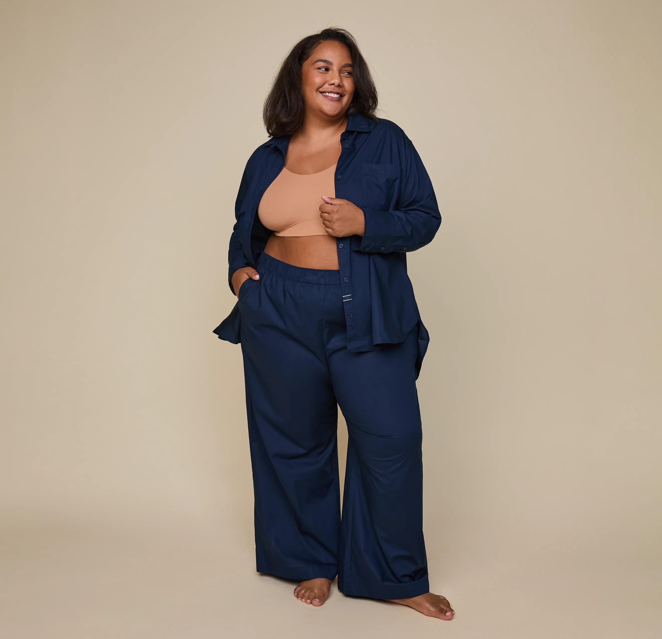 Classic Poplin Pajama Shirt - Midnight