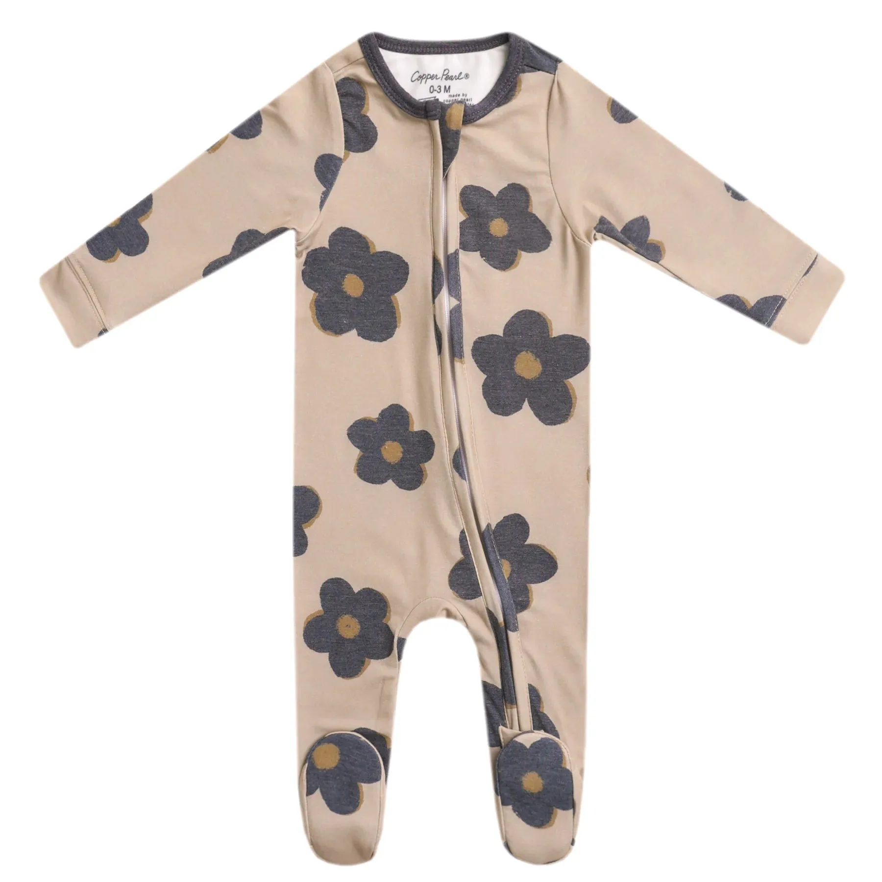 Copper Pearl Gemma in Tan Zip-Up Footie Pajamas