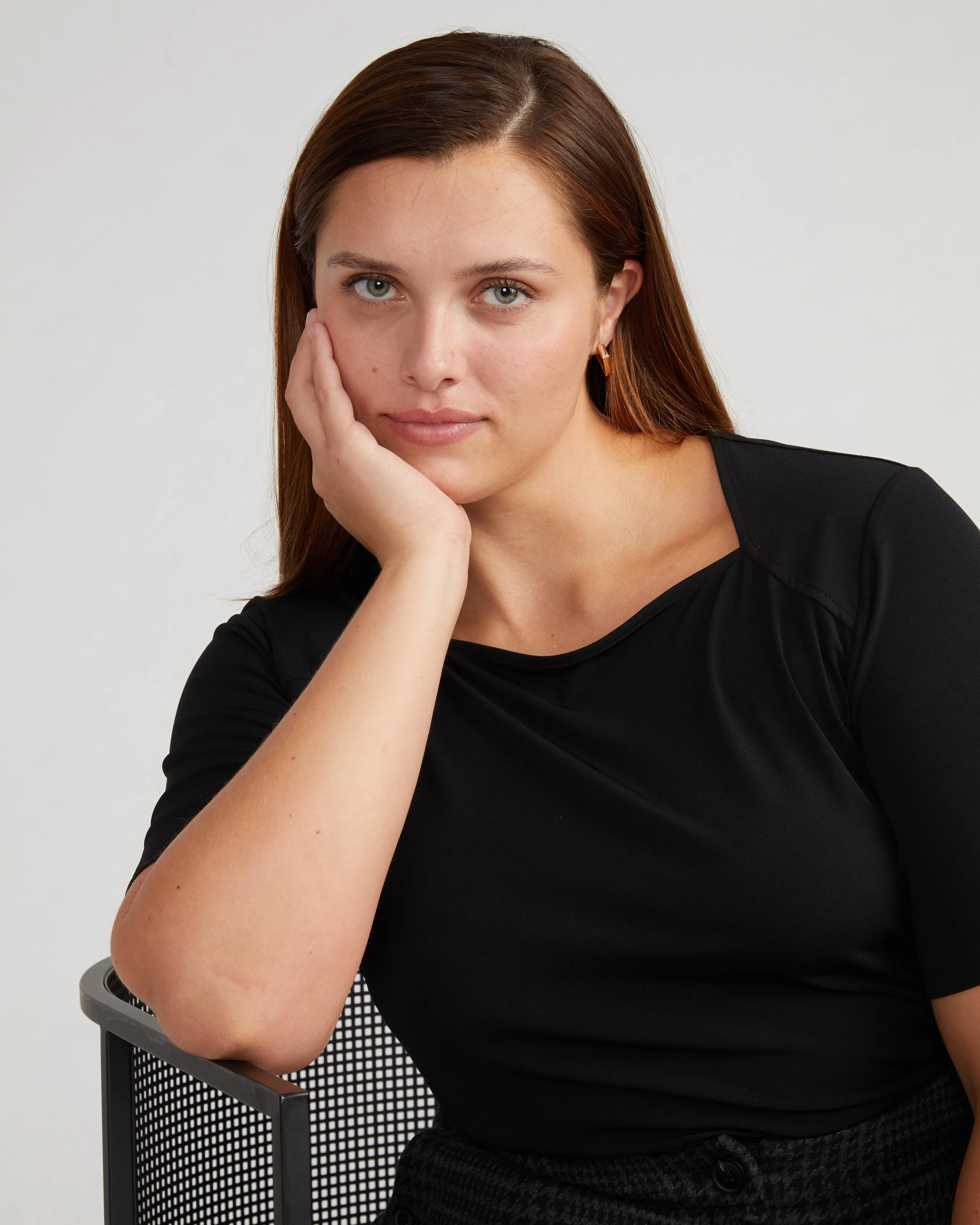 Envelope Neck Top - Black