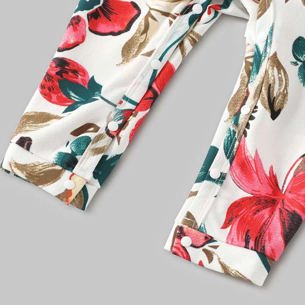 Family Matching All Over Floral Print Short-sleeve Bodycon Dresses and Colorblock T-shirts Sets