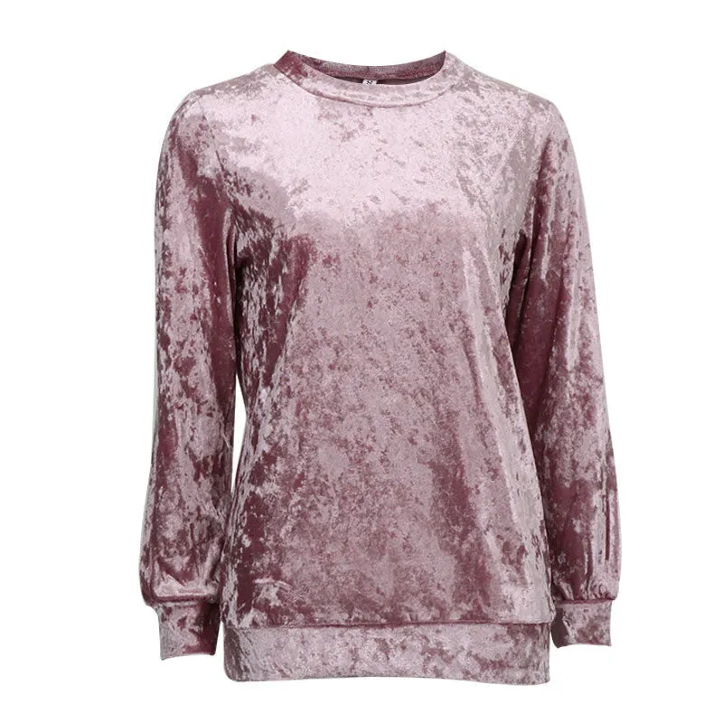 Fashion Velvet Scoop Leisure Loose Style T-shirts