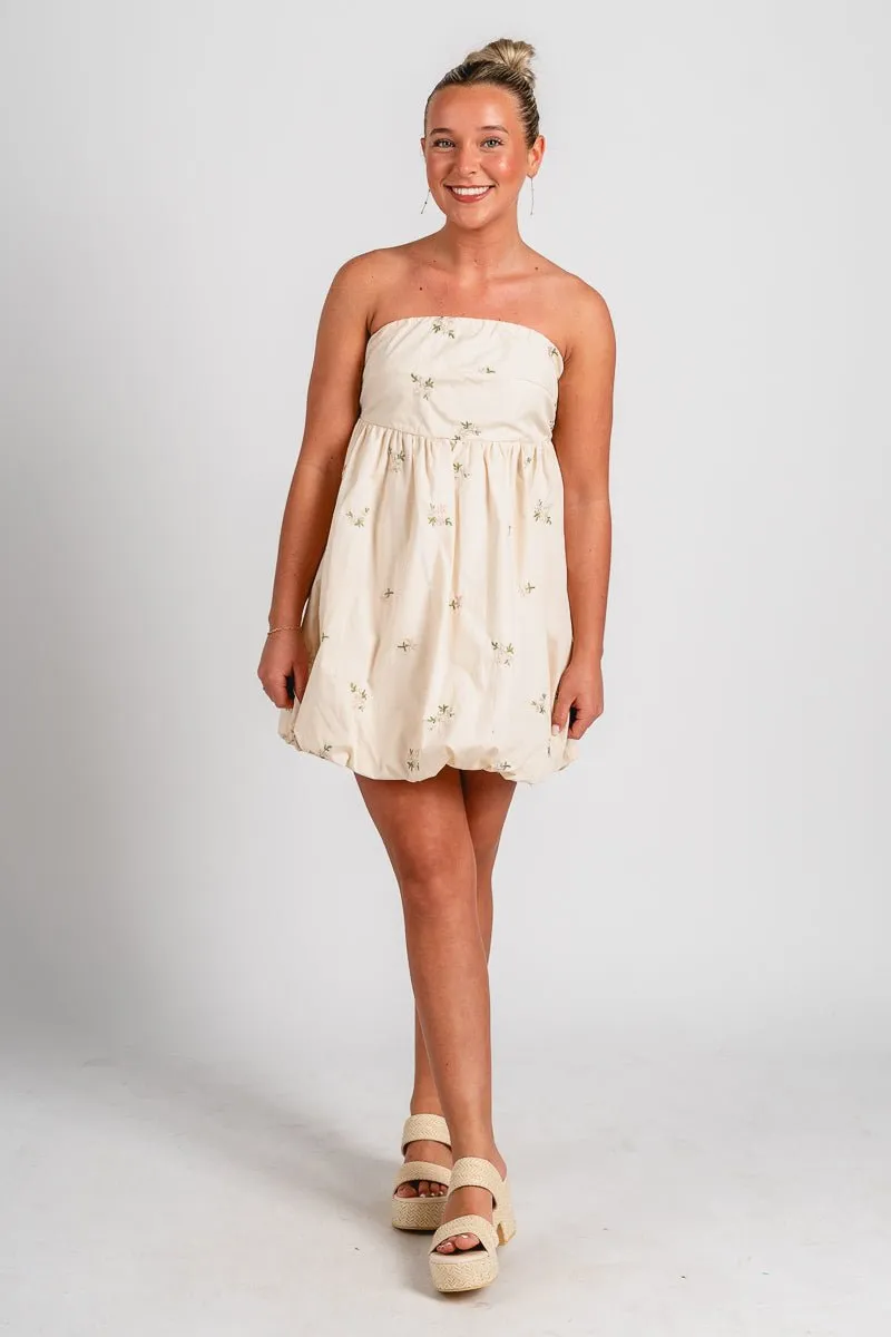 Flower babydoll dress cream