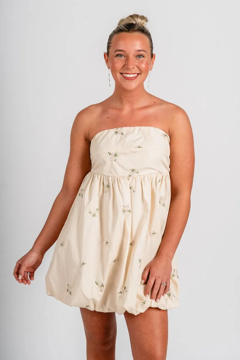 Flower babydoll dress cream