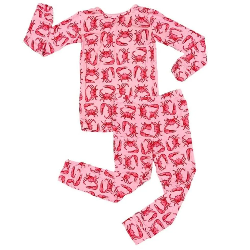 Girl's Bamboo Long Sleeve Pajama Set - Fiddler Crabs