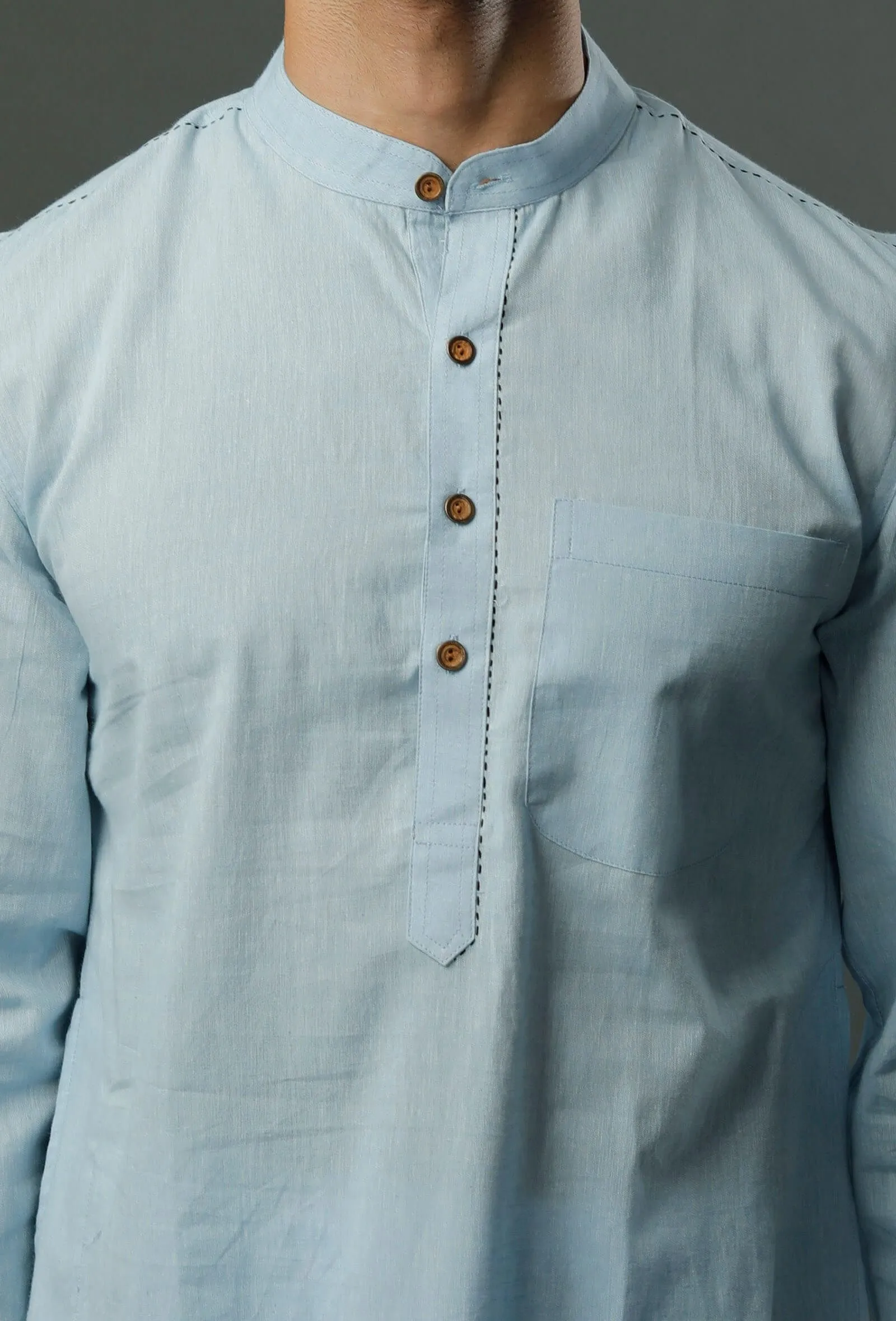 Handcrafted Aqua Blue Mangalgiri Kurta