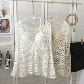 Heart Crochet Knit Top With Bralette 🫰