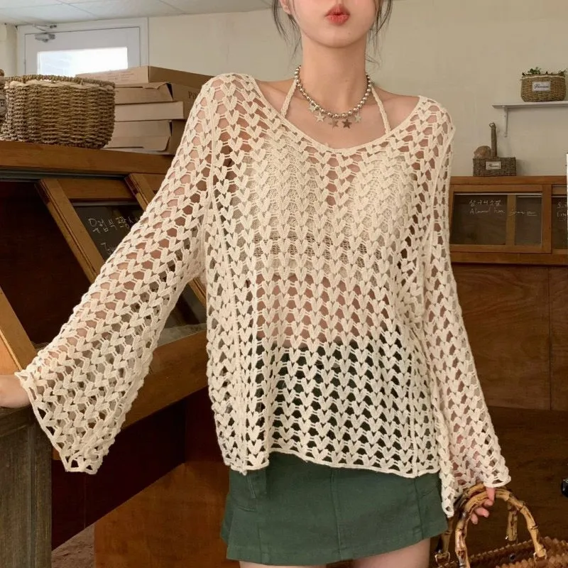 Heart Crochet Knit Top With Bralette 🫰