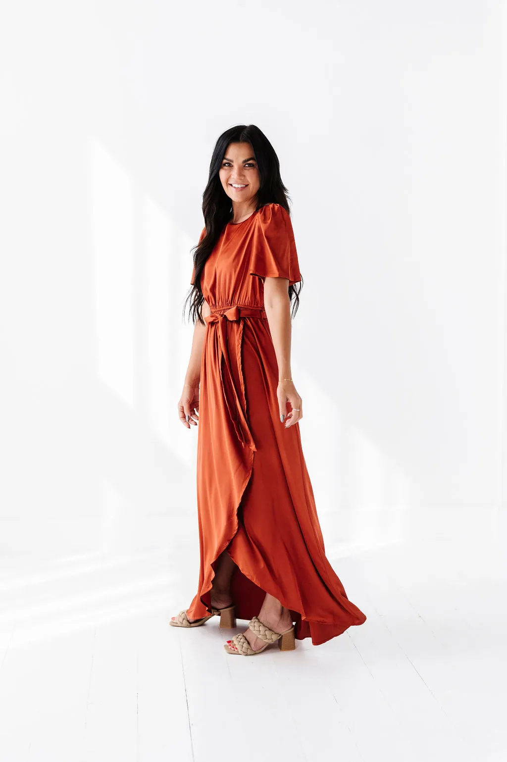 Hollie Tie Dress in Rust