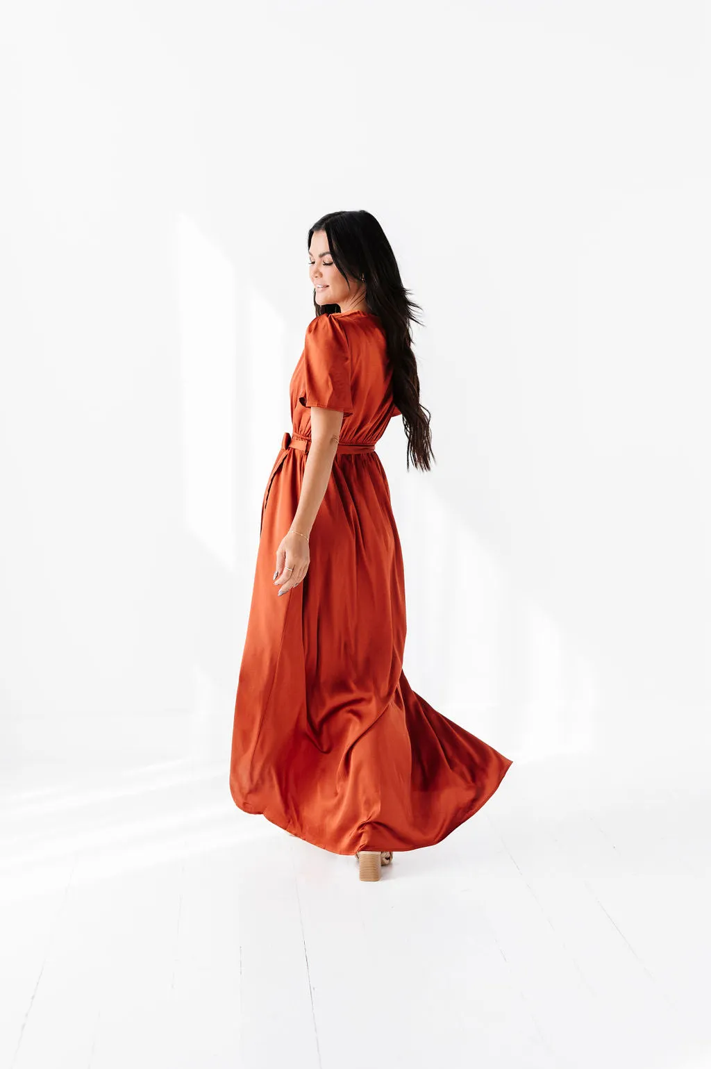 Hollie Tie Dress in Rust