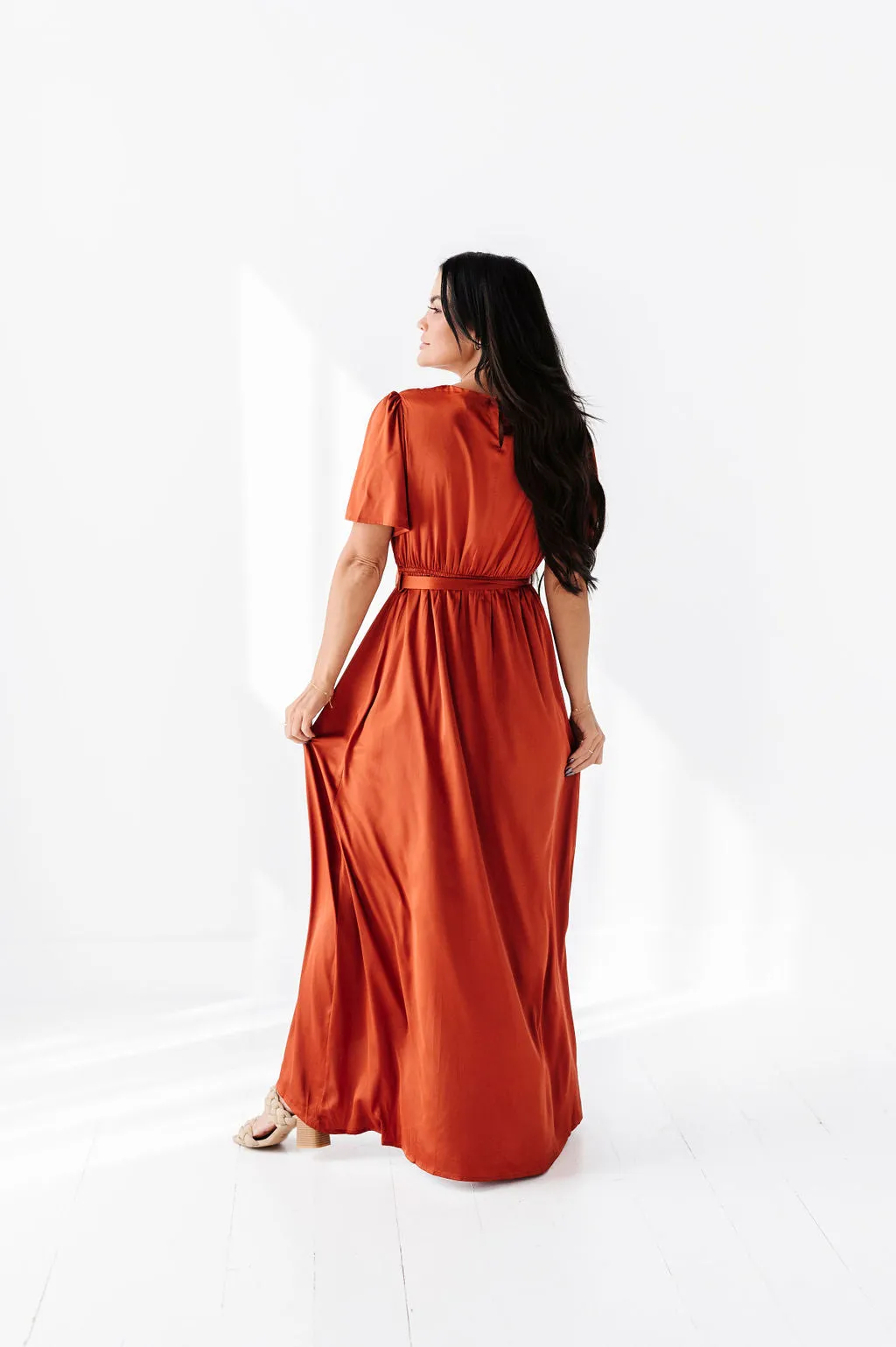 Hollie Tie Dress in Rust
