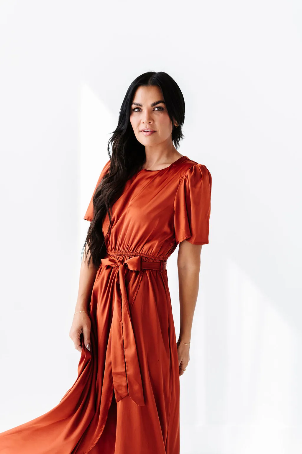 Hollie Tie Dress in Rust
