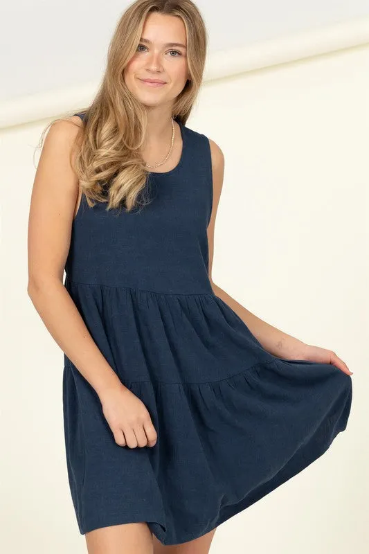 HYFVE Good Girl Sleeveless Tiered Mini Dress