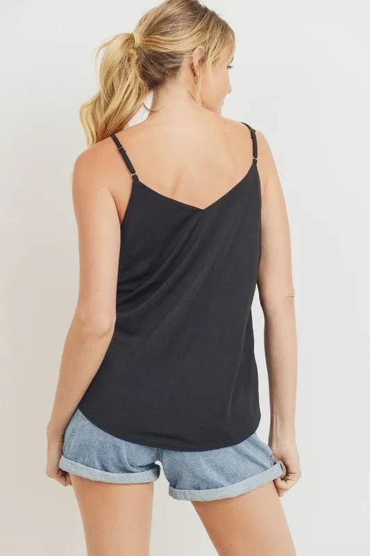 Jaden Solid V-Neck Sleeveless Tank Top-Red